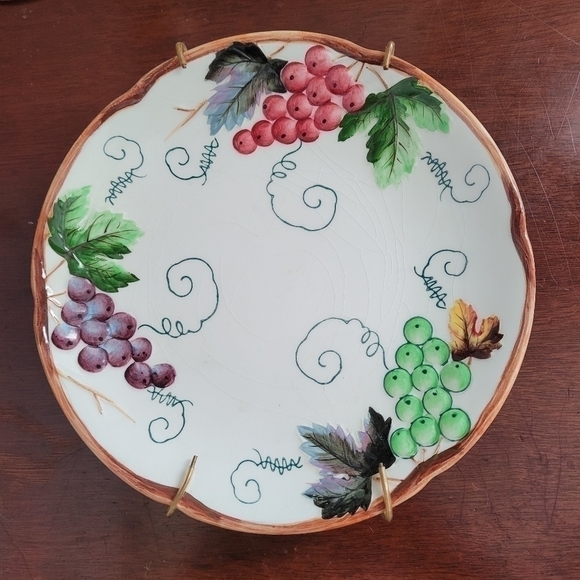 Vintage Rare 1950's Lefton Raised Grape Design Hand Painted Plate 8" Set… - Picture 14 of 14